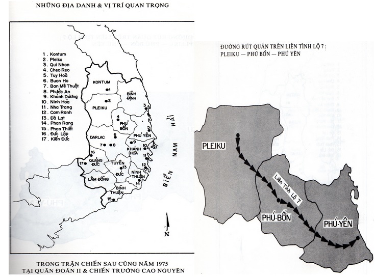 Bản đồ Quân-đoàn II và chiến trường cao-nguyên 1975